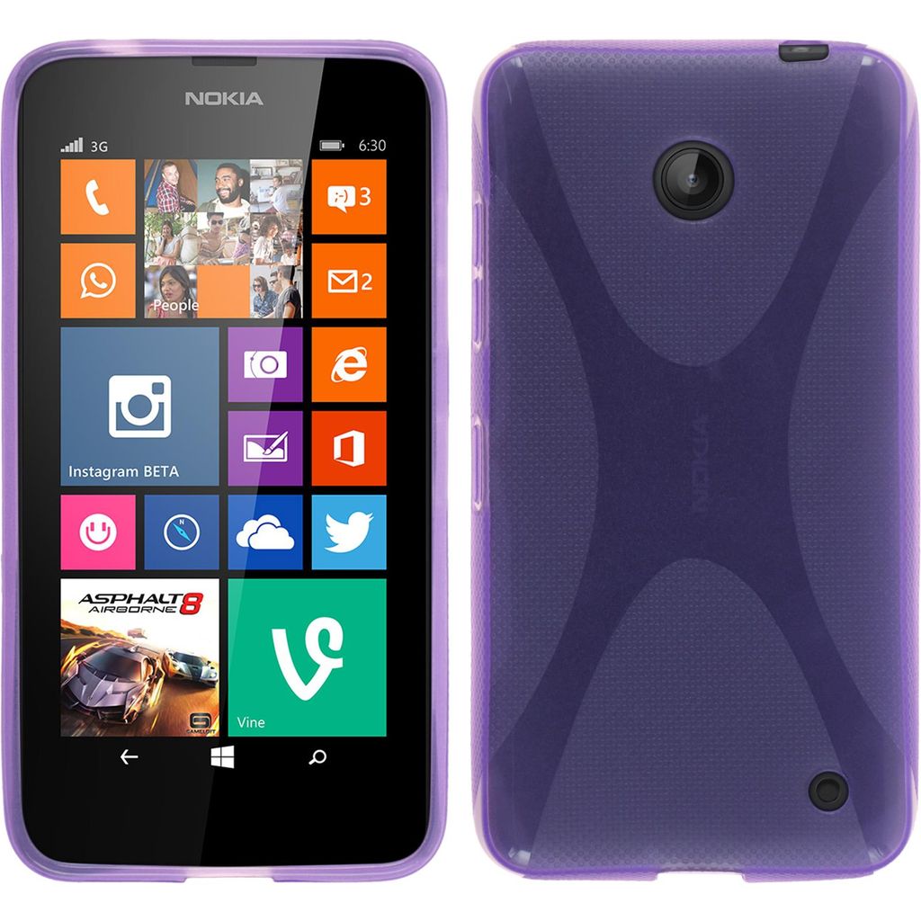 PhoneNatic Case kompatibel mit Nokia Lumia 630 - lila Silikon Hülle X-Style + 2 Schutzfolien
