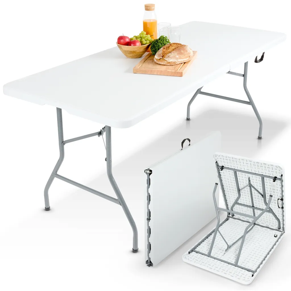 Table pliante robuste 182x74 cm blanche : gagnez de la place facilement