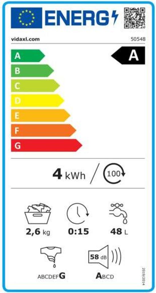 vidaXL Mini pralka z wirówką i 1 komorą 2,6 kg Zdjęcie produktu 9