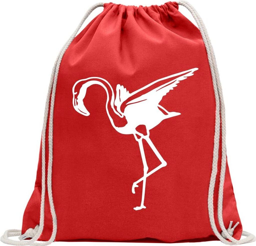 Kiwistar - Turnbeutel - rot - Flamingo - rosa - Afrika - Fun Rucksack Sport Beutel Gymsack Baumwolle mit Ziehgurt