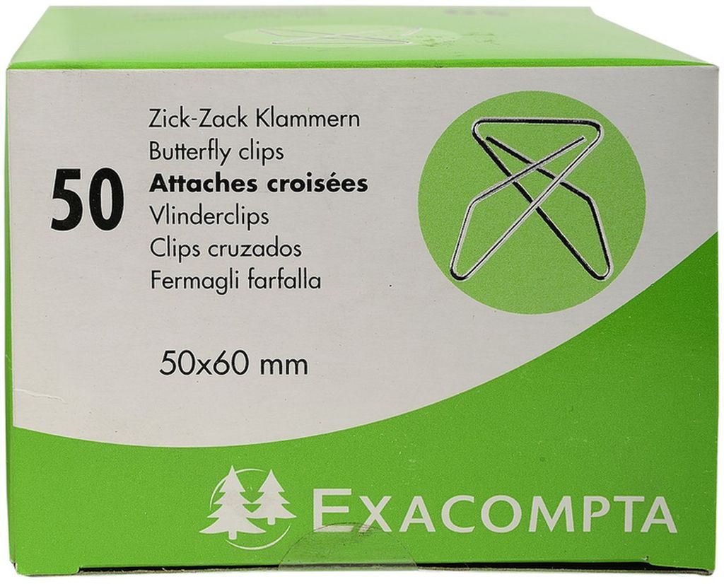 Exacompta Zick-Zack Klammern 50x60 mm Silber 50 Stück Produktbild 