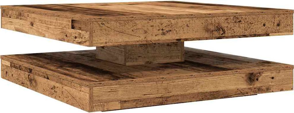 Couchtisch 360-Grad Drehbar Altholz-Optik 90x90x34,5 cm