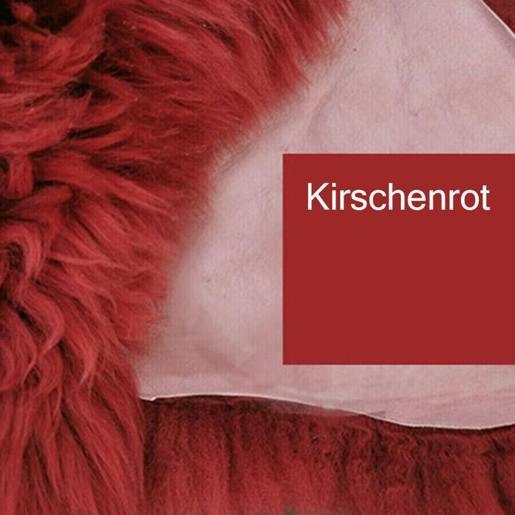 Öko Lammfell – Bunt gefärbt, weich, neu, Kirschenrot 100-120cm lang