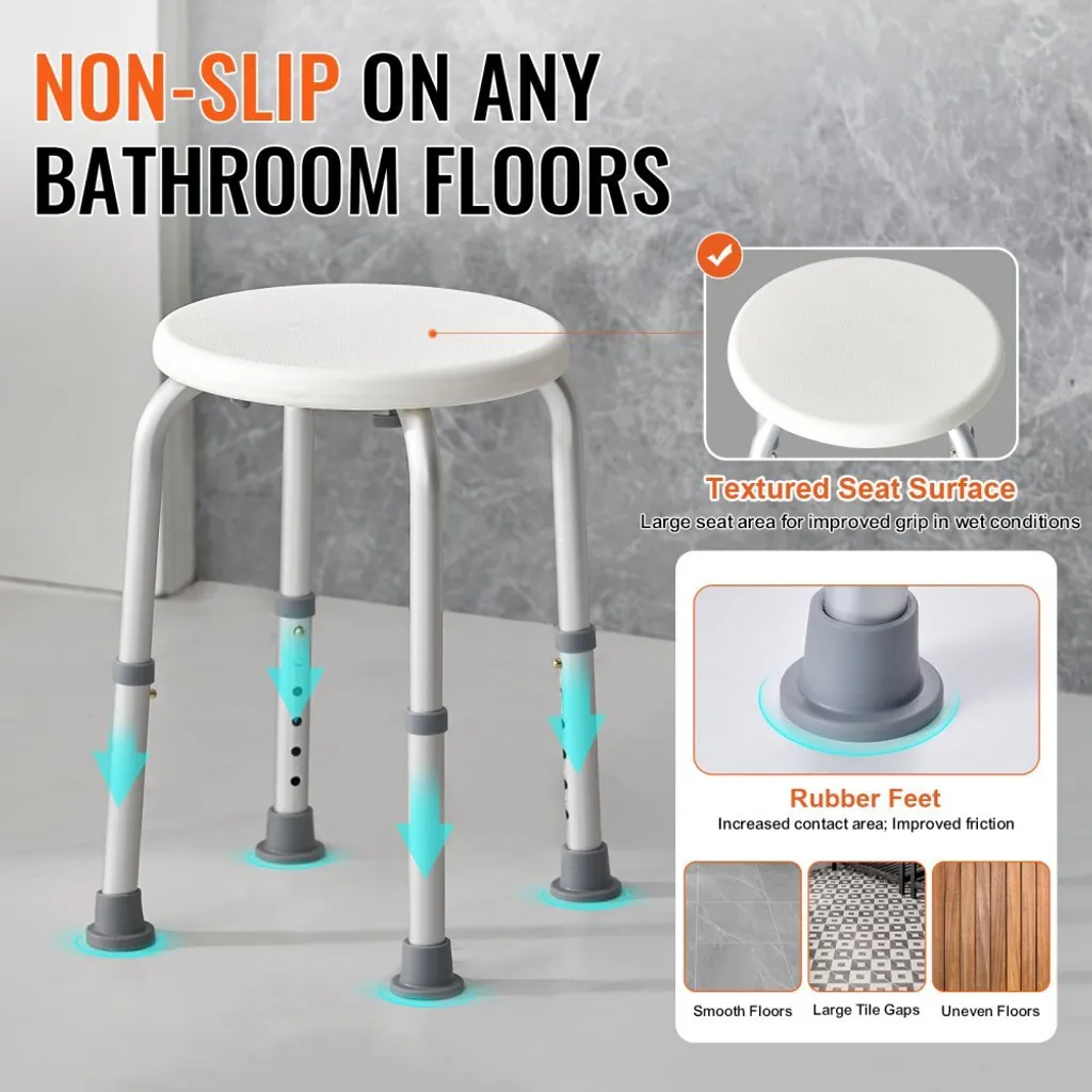 Chaise de douche stable pour seniors - Tabouret de bain ergonomique - 4
