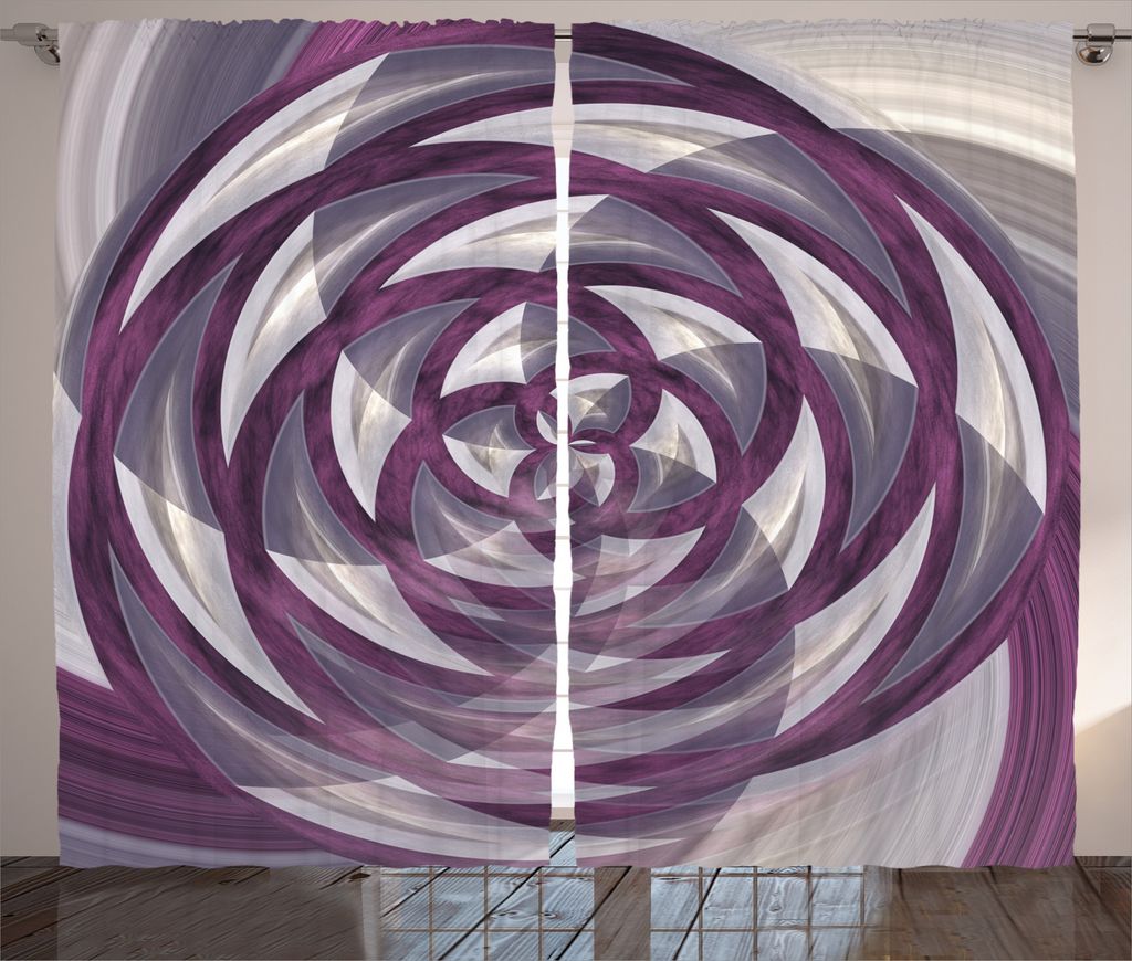 ABAKUHAUS Fractal Rustikaler Vorhang, Blooming Rose Blume, Wohnzimmer Universalband Gardinen mit Schlaufen und Haken, 280 x 225 cm, Lila, Weiß und...