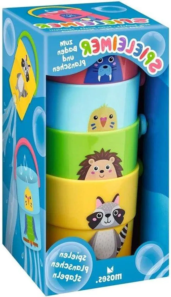 Jouets de bain pour bébé : seaux empilables multicolores par lot de 4
