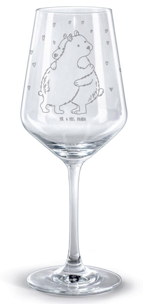 Mr. & Mrs. Panda weinglas graviert Eisbär Umarmen - Transparent - Geschenk, Kelch, glas für rotwein, glaskelch, Rotweinglas mit Gravur, Lustige S...