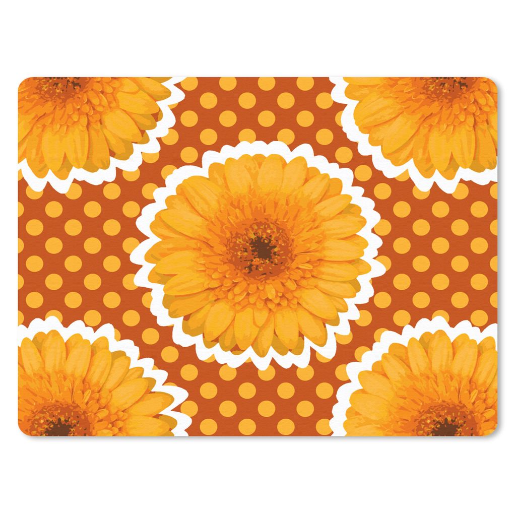 MuchoWow Mauspad Mousepad Blumen - Punkte - Vintage - Muster 23x19 cm - Mousepads - Maus Mat - Pad - Mausunterlage - Schreibtischunterlage - Mauspad