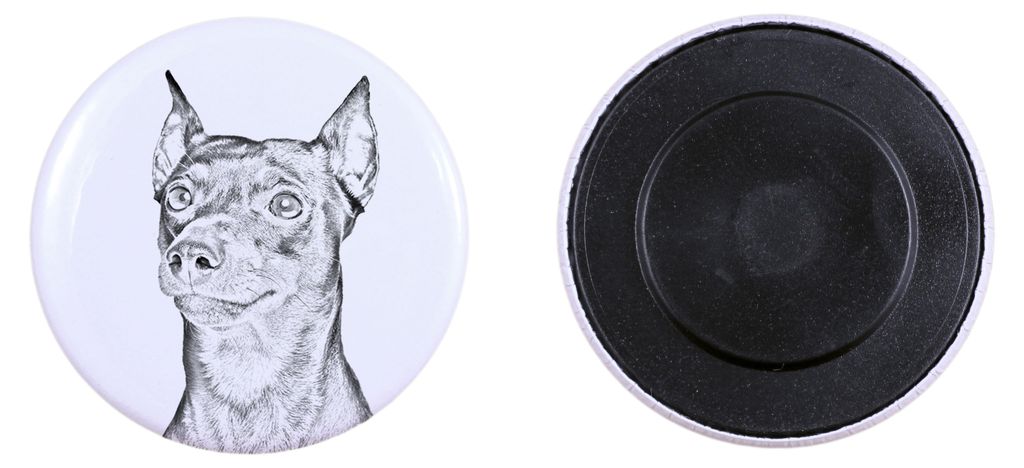 Deutscher Pinscher Magnet mit einem Hundepfotenabdruck, außergewöhnlich leicht, starker Magnet, handgefertigtes Produkt der Marke Art-Dog