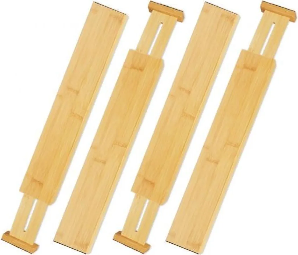 Divisori per Cassetti in Bambù Set da 4: Organizzazione Naturale e Robusta
