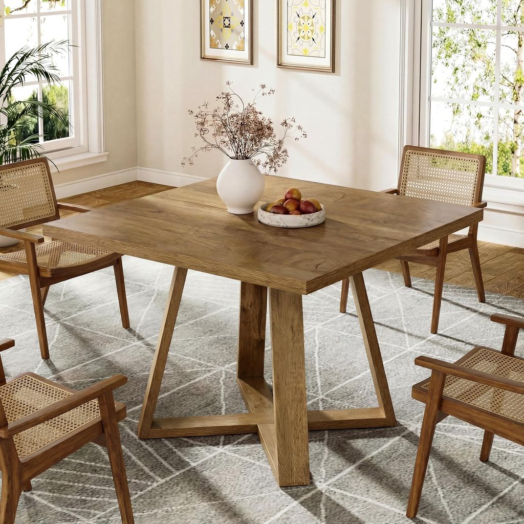 Tribesigns Esstisch für 4 Personen, Esszimmertisch Klein, 80 cm Quadratisch Küchentisch für kleine Räume Landhausstil für Esszimmer Wohnzimmer...