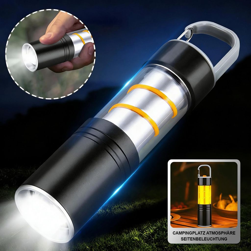Campinglampe, Neue Mini-Hochleistungs-Taschenlampe, Wiederaufladbare tragbare LED-Campinglampe aus Aluminiumlegierung