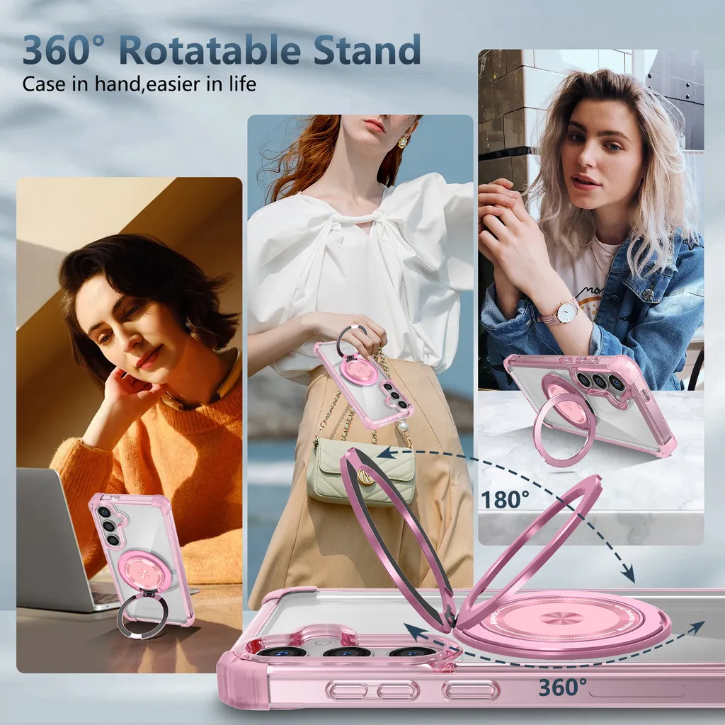 Custodia S25 FE Rosa Trasparente: Stile MagSafe e Supporto Chic - 4