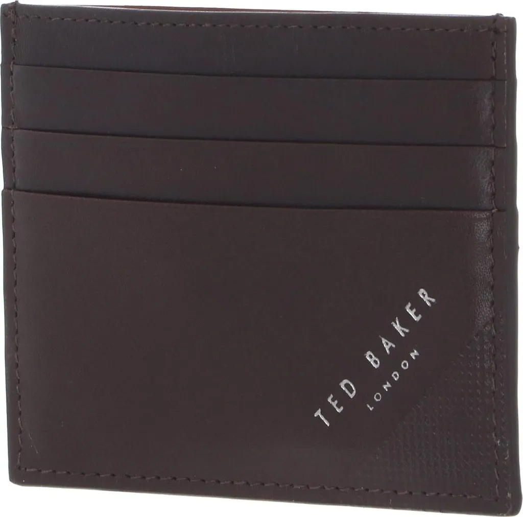 Porte-cartes en Cuir avec Coins Embossés Ted Baker Raffles Marron Foncé