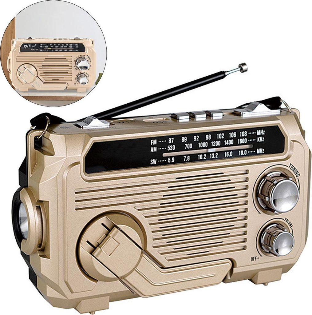 Solar Radio,Bluetooth-Radio, FM/AM/SW, Handkurbel, LED-Taschenlampe, LED-Licht, 800mAh