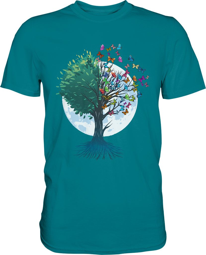 Natur Schmetterling Baum T-Shirt – Diva Blue / M Produktbild 
