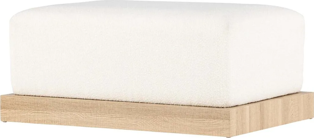 FURNLUX Pouf Ivy White et Oak 100x70 cm - Grand Repose-pieds Design Scandinave