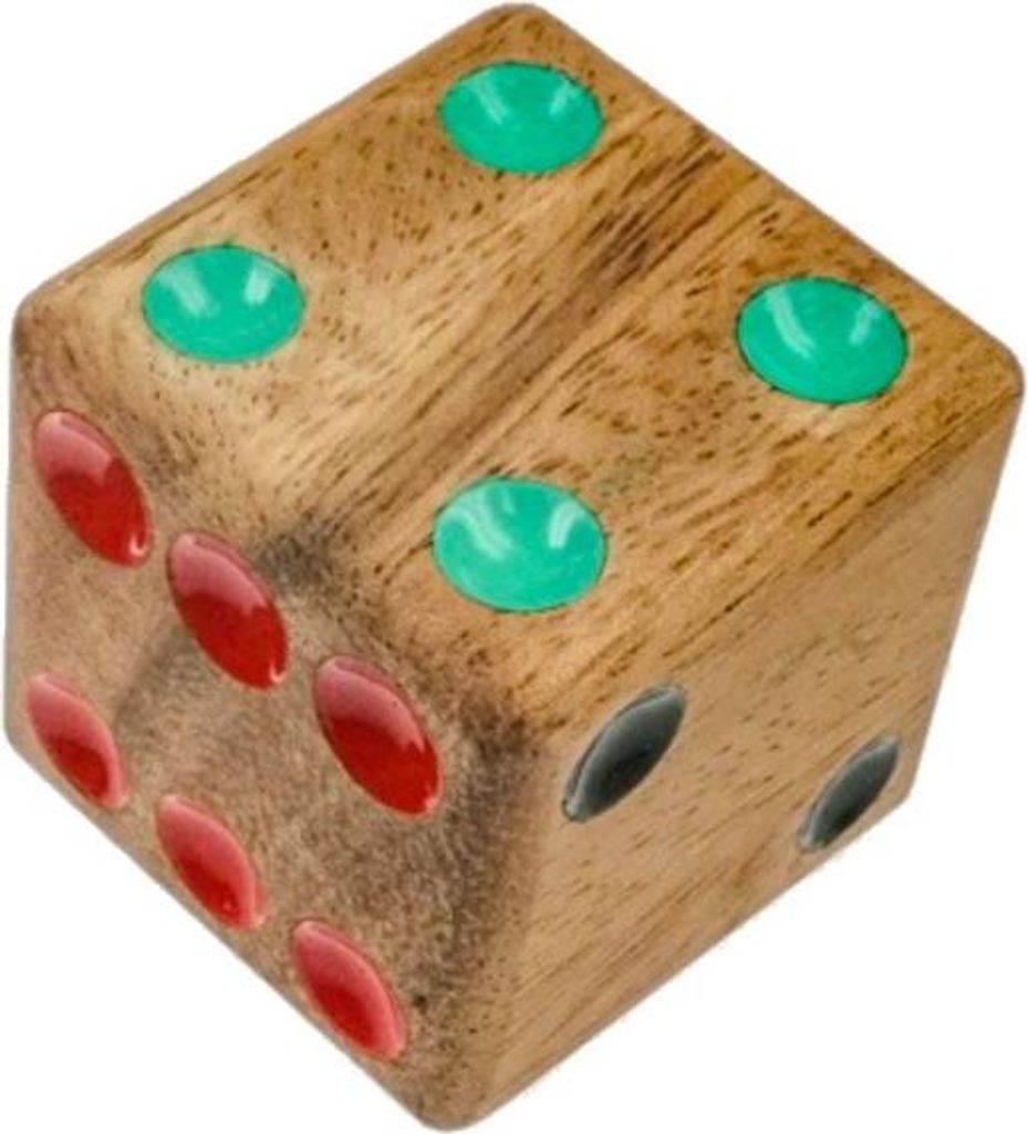 Würfel - Spielwürfel 4 cm Kantenlänge aus Holz mit farbigen Punkten