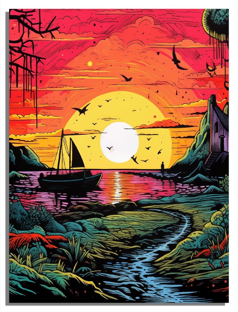 Wallario Magnet für Kühlschrank / Geschirrspüler, magnetisch haftende Folie - 60 x 80 cm, Motiv: Verwunschenes Flussdelta