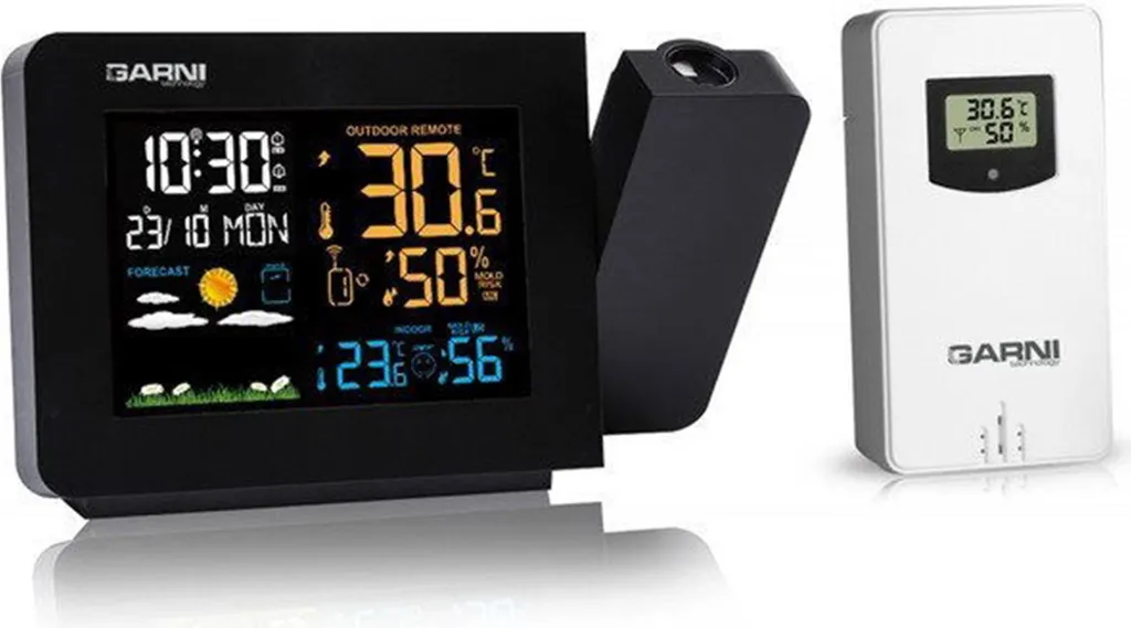 Garni 439 Line Station météo à projection lumineuse et horloge radio-pilotée