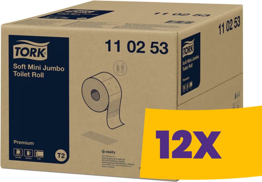 Tork Toilettenpapier Mini Jumbo 110253 2lagig ws 12 Produktbild 