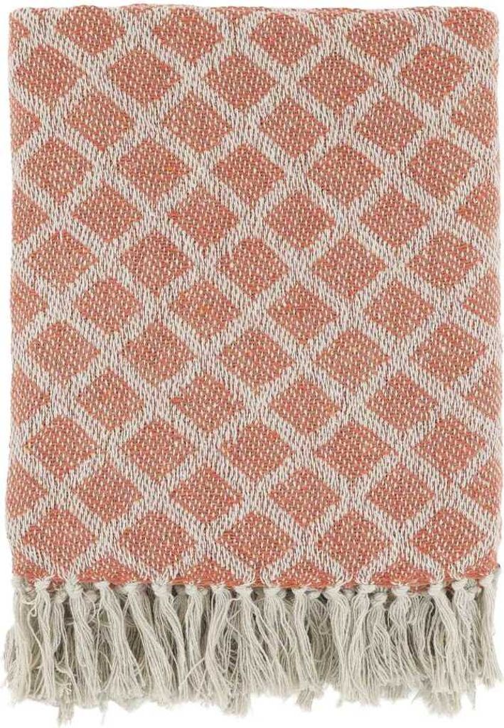 Chic Antique Decke AIX Terracotta Creme 150x130 cm Baumwolle Plaid
