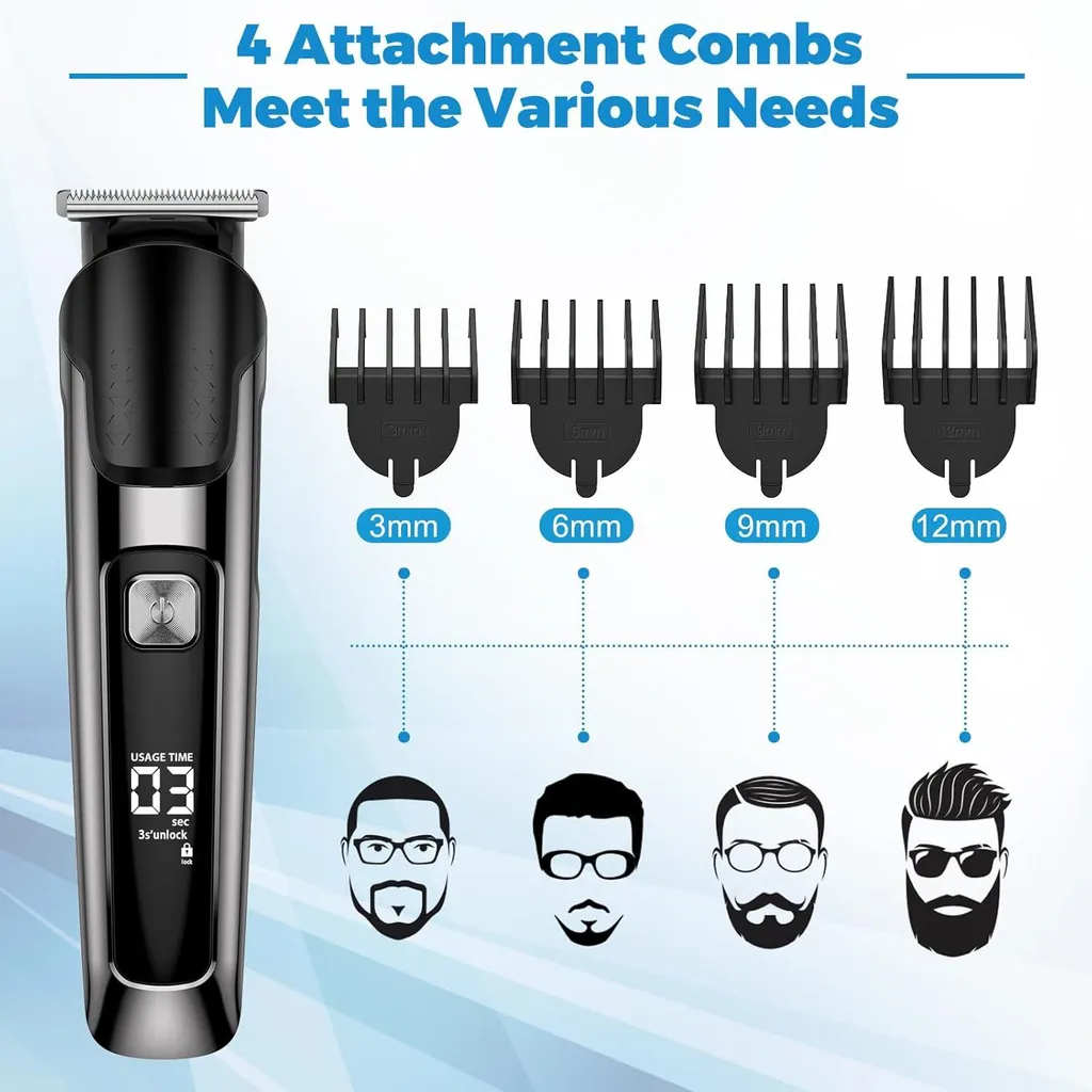 elestyle Regolabarba All-In-One Ricaricabile USB - Rasoio 3 in 1 per Uomo