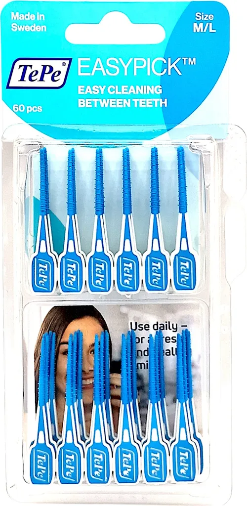 TePe EasyPick Bleu M/L 60 Pcs bâtonnets interdentaires silicone