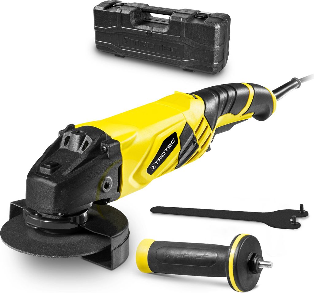 TROTEC Winkelschleifer PAGS 10-125 inkl. Koffer mit 125 mm Trennscheibe, Zusatzhandgriff (3 Positionen variabel montierbar), 1.200 Watt, konstante ...