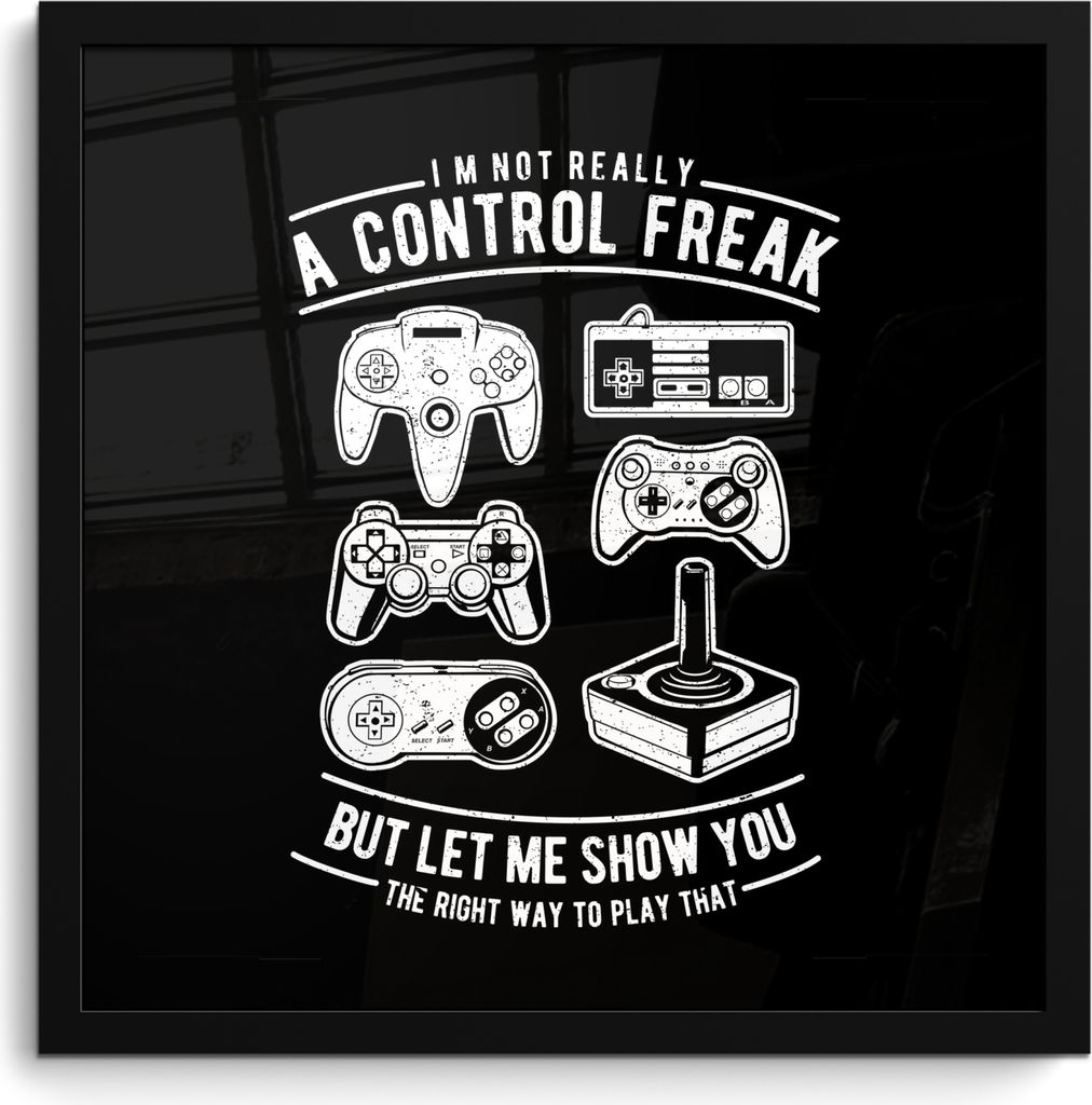 MuchoWow MuchoWow Gerahmtes Poster Mancave - Spiele - Controller - Vintage 40x40 cm - Poster mit zchwarzem Bilderrahmen - Mit Rahmen - Wanddeko...
