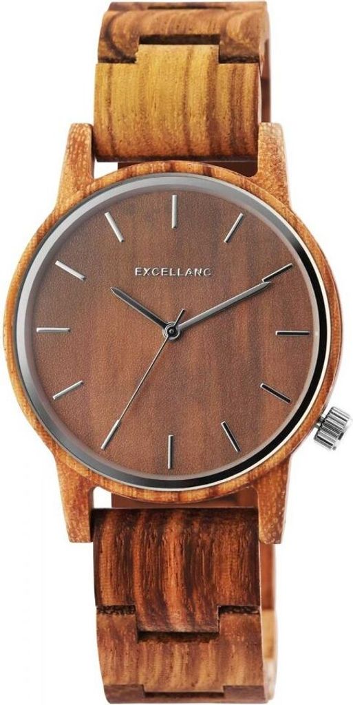 Excellanc Herren Uhr Holz Armbanduhr braun gemasert 2800052-001