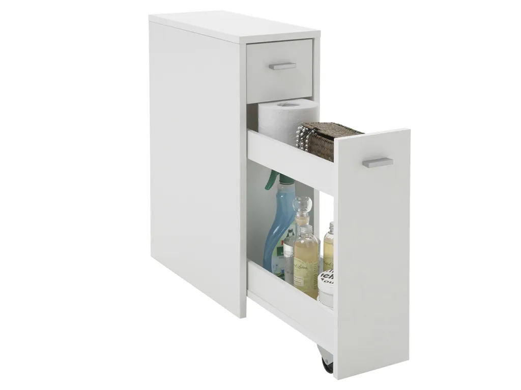 Petit meuble bas Elie blanc 20cm de large - Design compact et robuste - 2
