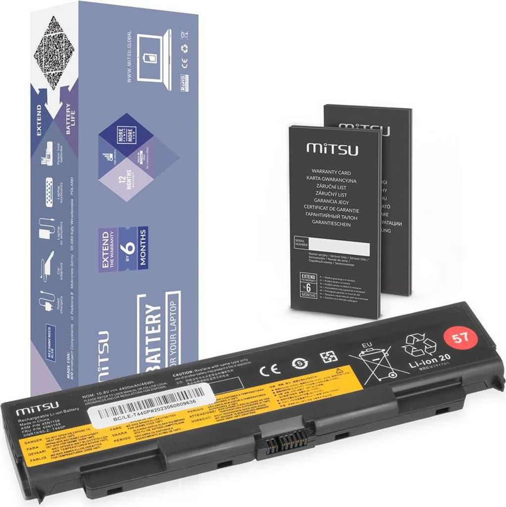 Bateria Mitsu do Lenovo T440p, W540, T440, T540P, W540 4400 Zdjęcie produktu 