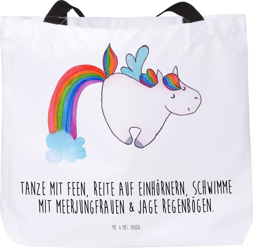 Mr. & Mrs. Panda Reisetasche Einhorn Fliegendes Pferd - Weiß - Geschenk, Laptoptasche, Spielen, Glitzer, Tasche, Unicorn, Realität, Schultasche, ...