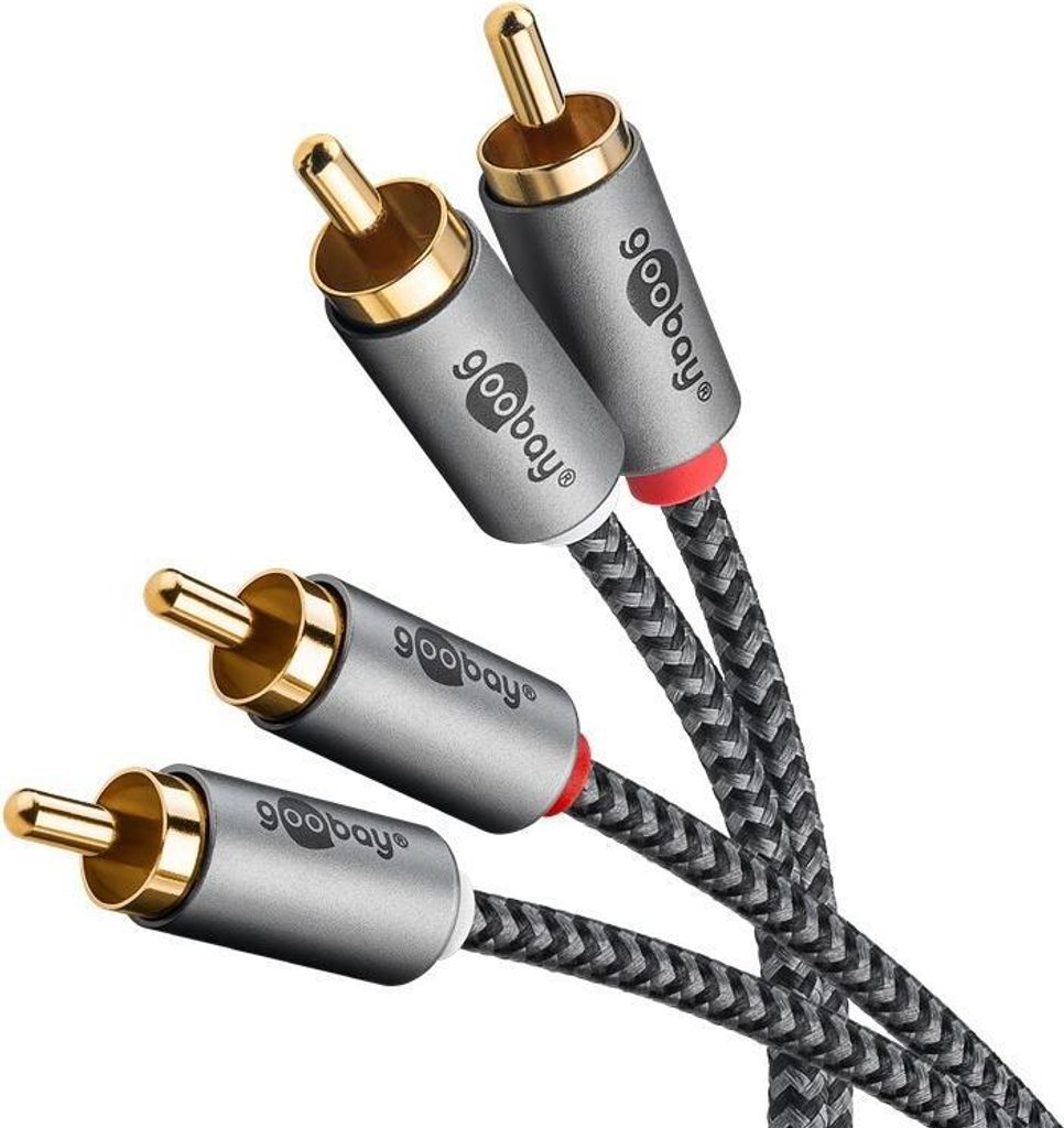 goobay 65293 Stereo Cinchkabel 2m / 2X Cinch-Stecker zu 2X Cinchstecker/RCA Kabel Kabel für Blu Ray Verstärker HiFi Stereo/vergoldetes Textil Aud...