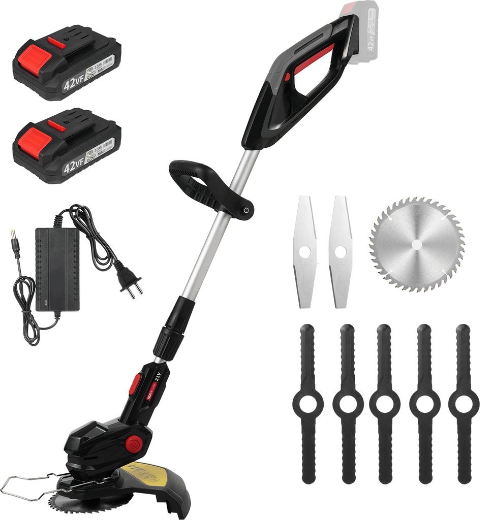 Elektrischer Unkrautfresser, kabelloser Rasentrimmer, Weed Wacker, batteriebetriebener Trimmer, Rasenkantenschneider mit einstellbarer Laenge und 3...