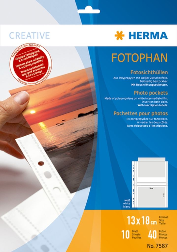Fotophan-Sichthüllen 13x18cm quer weiß VE=10x10 Hüllen
