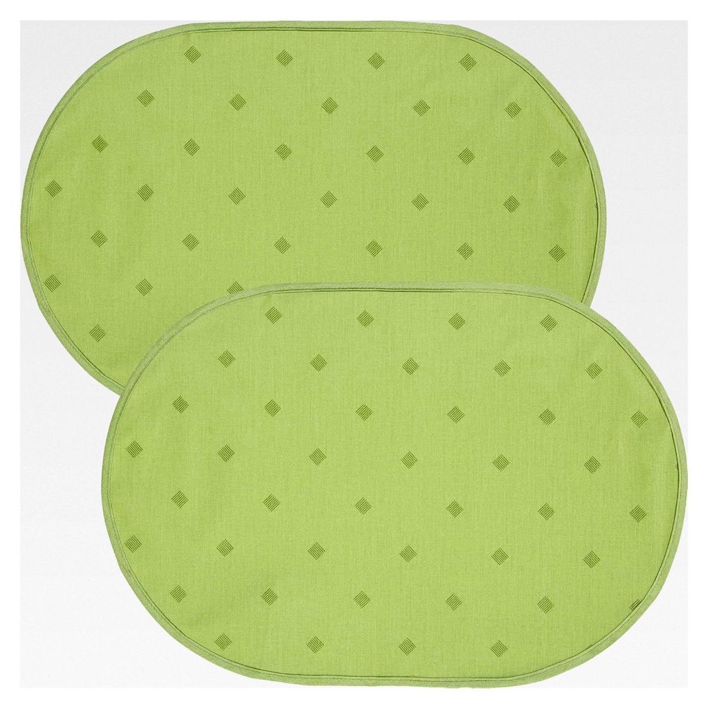 abwaschbares Tischset, Platzset 2er-Pack Neuss im Rautendesign grün, oval 35x50 cm - acrylversiegeltes Gewebe für einfaches Wischen