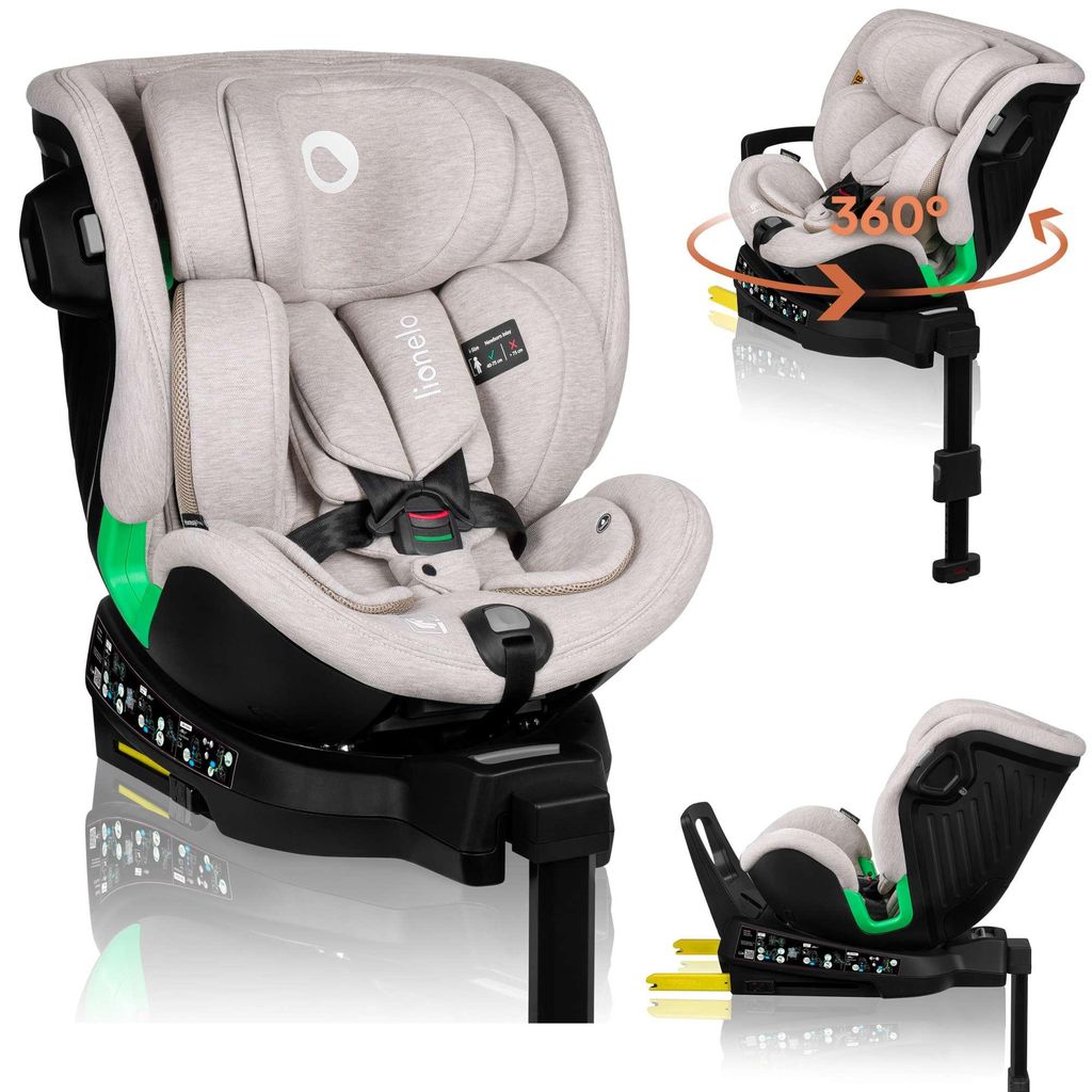 Lionelo Kindersitze Harmony i-Size, 360° EasyTurn Basis, ISOFIX und Stützfuß, BuckleAlarm, Side Impact Guard, Verstellbare Kopfstütze und Rück...