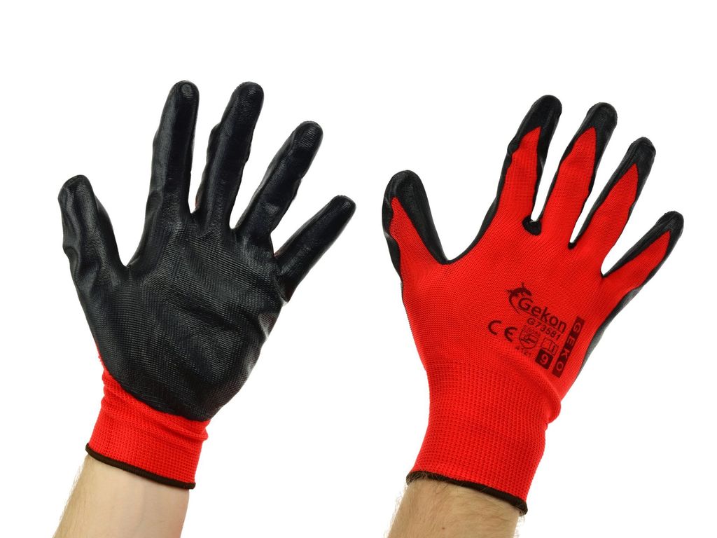 GEKO Schutzhandschuhe Größe 9 /ROT Nitril/