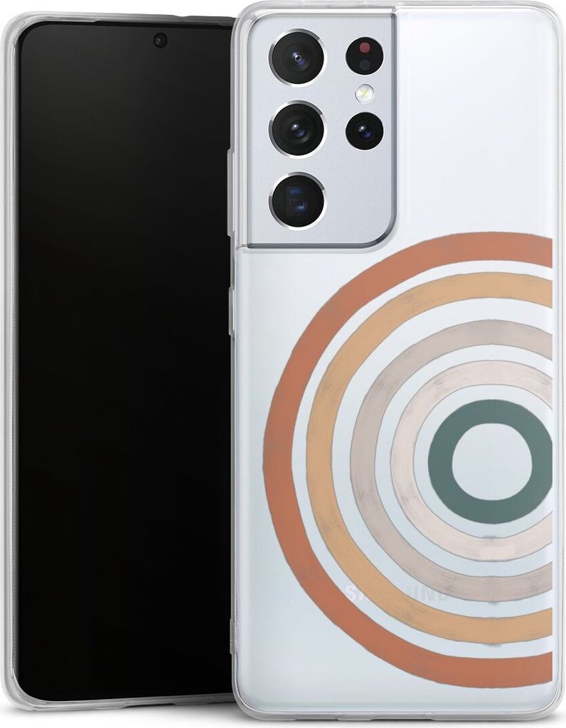 DeinDesign Handyhülle für Samsung Galaxy S21 Ultra 5G Silikon Hülle Case Smartphone Schutzhülle Kreise Regenbogen Wasserfarbe