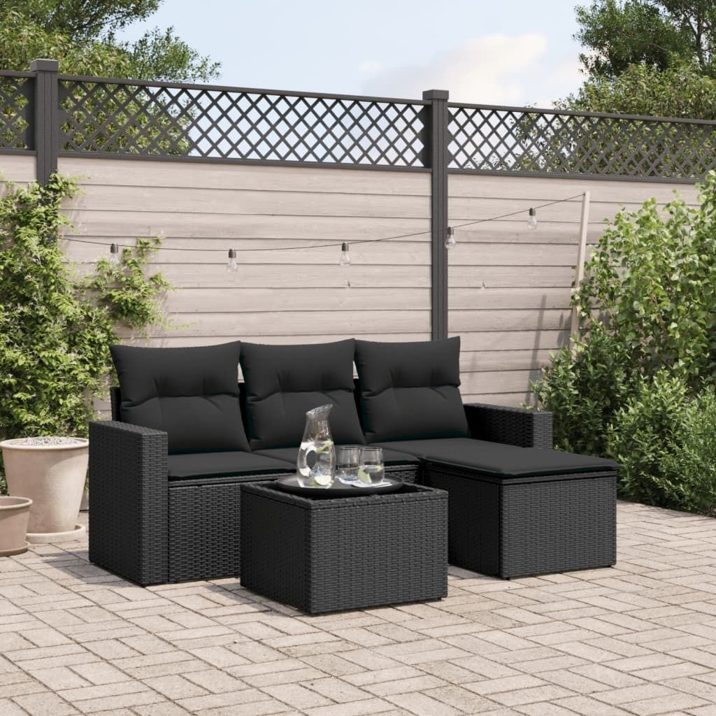 Maison Exclusive - 5-tlg. Garten-Sofagarnitur mit Kissen Schwarz Poly Rattan