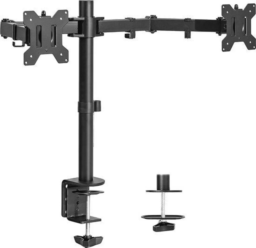 Bras de Moniteur Double Articulé en Acier Noir - Support Écran Résistant