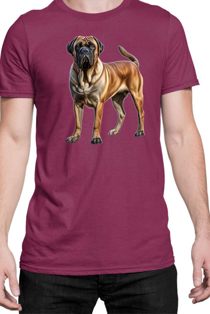 Herren T-Shirt Dogs Breeds English Mastiff Dog Breed 007, Man 2XL / Burgundy