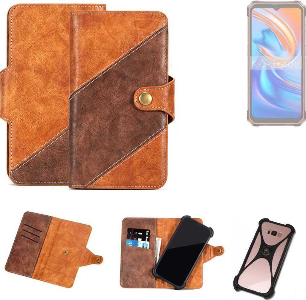 K-S-Trade Handyhülle Schutzhülle Bookstyle Case Wallet-Case kompatibel mit Blackview BV9200 Cover Klapphülle Kantenschutz Smartphone dunkelbraun