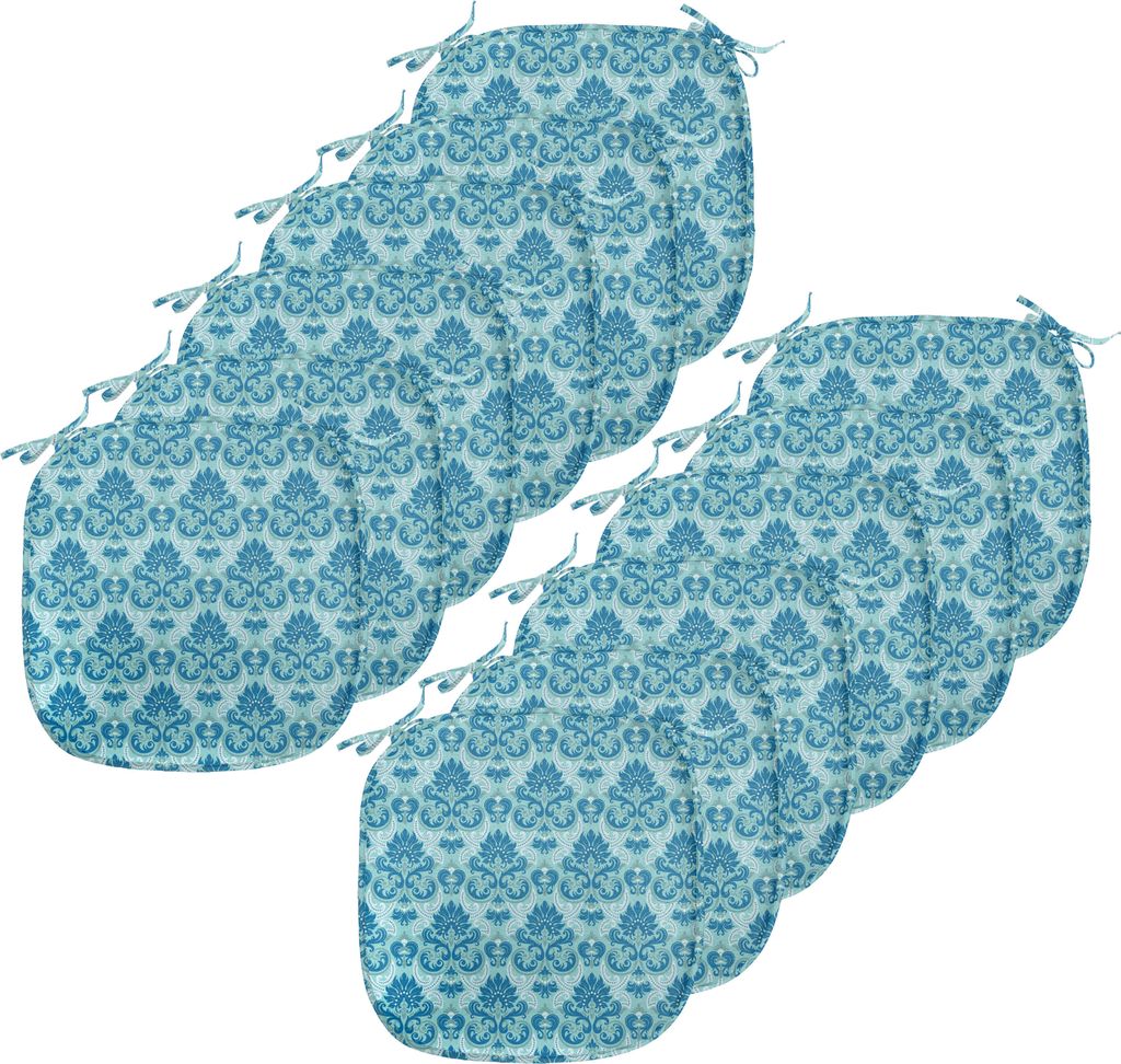 ABAKUHAUS Damast Polster für Esszimmerstühle, Western Style blühen, Dekoratives wasserfestes Kissen mit Riemen für Küchensitze, 40 cm x 40 cm-...