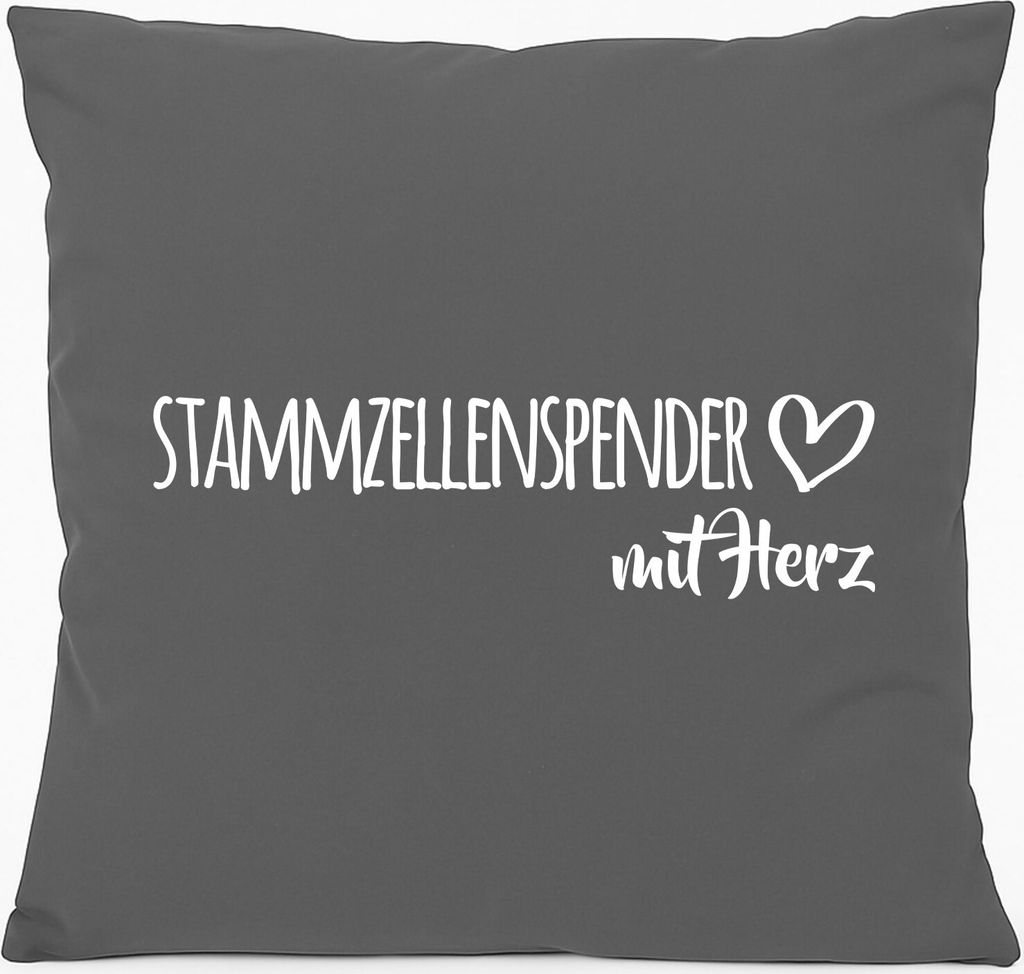Huuraa Kissen Stammzellenspender mit Herz 40x40cm mit Füllung Steel Grey Baumwolle Dekokissen Geschenkidee