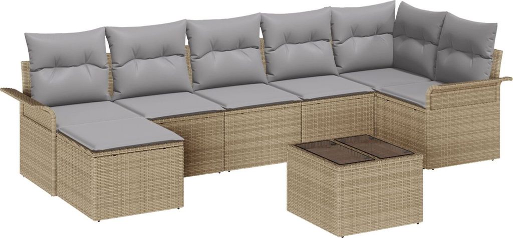 Möbel 8-teiliges Garten Sofa Set mit Kissen Schwarz Poly Rattan - Gartensofas 3345460