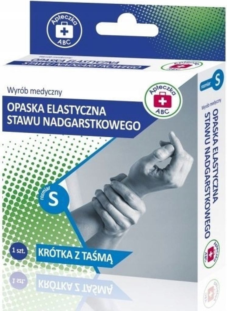 Apteczka ABC Opaska stawu nadgarstkowego elastyczna krótka z taśmą M, 1 sztuka