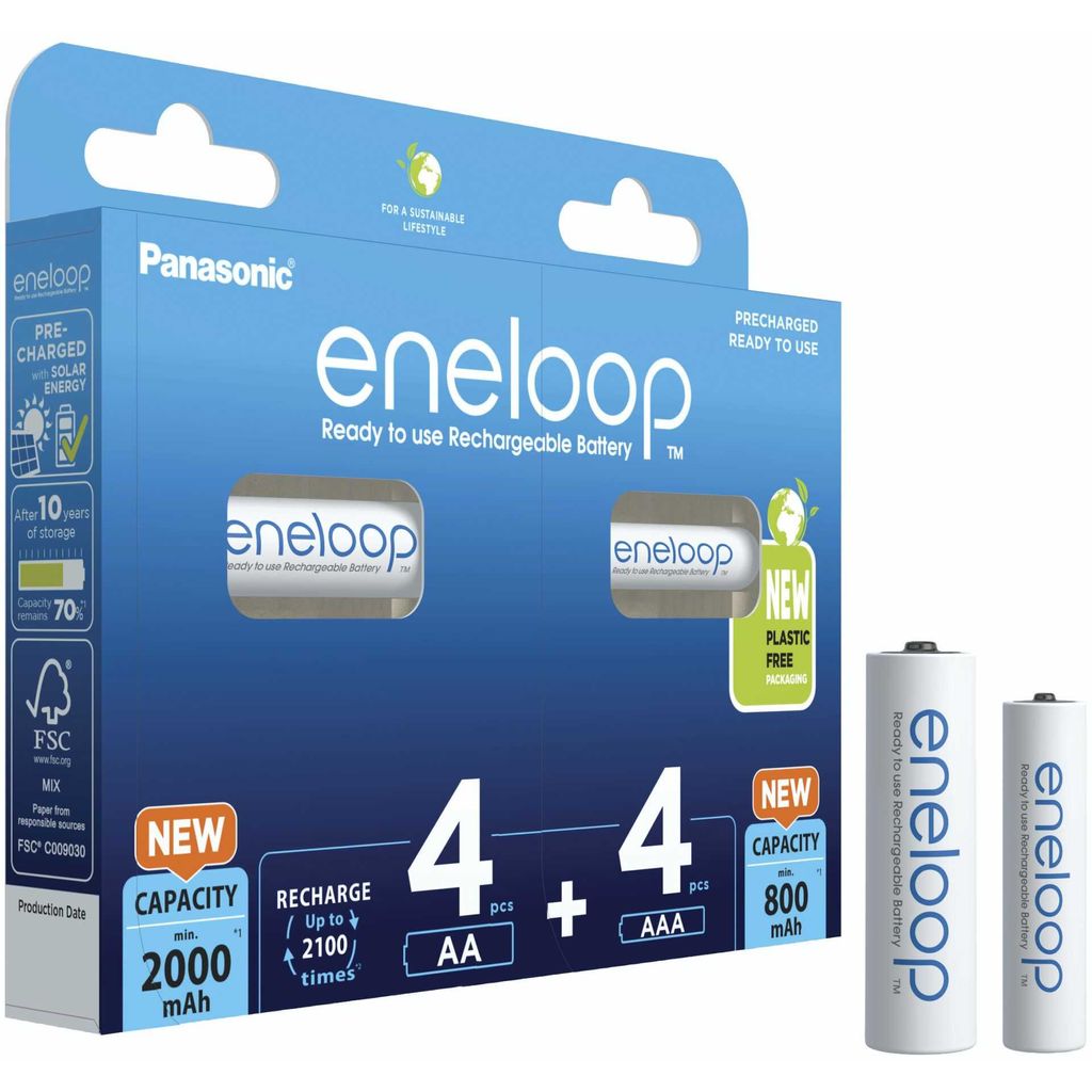 Panasonic eneloop 4x AA 2000mAh + 4x AAA 800mAh - 2x4er Blister (BK-KJMCDE44E)